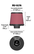 Load image into Gallery viewer, K&amp;N Universal Rubber Filter-Round Tapered 3in Flange ID x 6in Base OD x 6in Top OD x 5in H - Back View