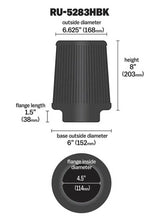 Load image into Gallery viewer, K&amp;N Universal Rubber Filter-Round Tapered 4.5in Flange ID x 8in Base OD x 6.625in Top OD x 8in H - Back View