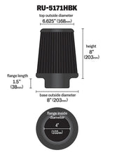 Load image into Gallery viewer, K&amp;N Universal Rubber Filter-Round Tapered 4in Flange ID x 8in Base OD x 6.625in Top OD x 8in H - Main Product View