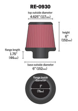 Load image into Gallery viewer, K&amp;N Universal Rubber Filter - Round Tapered 6in Base OD x 3in Flange ID x 6in H - Back View