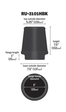 Load image into Gallery viewer, K&amp;N Universal Rubber Filter Round Tapered 6in Flange ID x 7.5in Base OD x 5.25in Top OD x 8in Height - Additional View 6