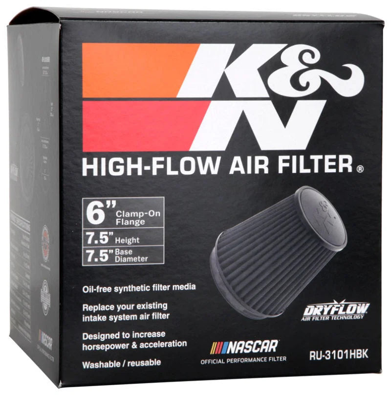 K&N Universal Rubber Filter Round Tapered 6in Flange ID x 7.5in Base OD x 5.25in Top OD x 8in Height - Additional View 7