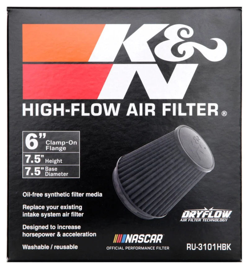 K&N Universal Rubber Filter Round Tapered 6in Flange ID x 7.5in Base OD x 5.25in Top OD x 8in Height - Additional View 11