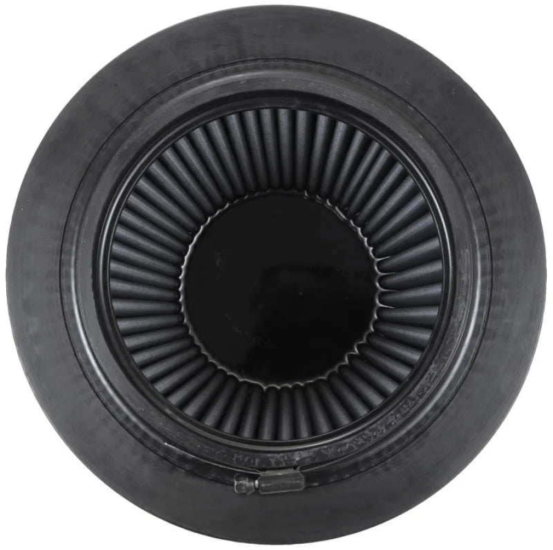 K&N Universal Rubber Filter-Round Tapered 6in Flange ID x 9in Base OD x 6.625in Top OD x 7.5in H - Back View
