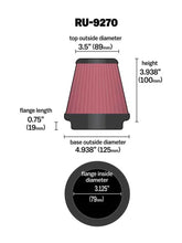 Load image into Gallery viewer, K&amp;N Universal Tapered Filter 3-1/8in Flange IDx4-15/16in Base OD x 3-1/2in Top OD x 3-15/16in Height - Detail View