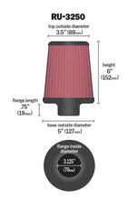 Load image into Gallery viewer, K&amp;N Universal Tapered Filter 3.125in Flange ID x 5in Base OD x 3.5in Top OD x 6in Height - Additional View 5