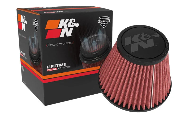 K&N Universal Tapered Filter 3.156 Flange ID x 5.781in Base OD x 3.5in Top OD x 4.531in Height - Back View