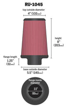 Load image into Gallery viewer, K&amp;N Universal Tapered Filter 3.5in Flange ID x 5.5in Base OD x 4in Top OD x 8in Height - Additional View 8