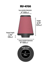 Load image into Gallery viewer, K&amp;N Universal Tapered Filter 3in Flange ID x 6in Base OD x 4in Top OD x 6.75in Height - Additional View 10