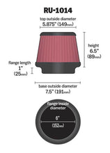 Load image into Gallery viewer, K&amp;N Universal Tapered Filter 6in Flange ID x 7.5in Base OD x 5.875in Top OD x 6.5in Height - Installation View