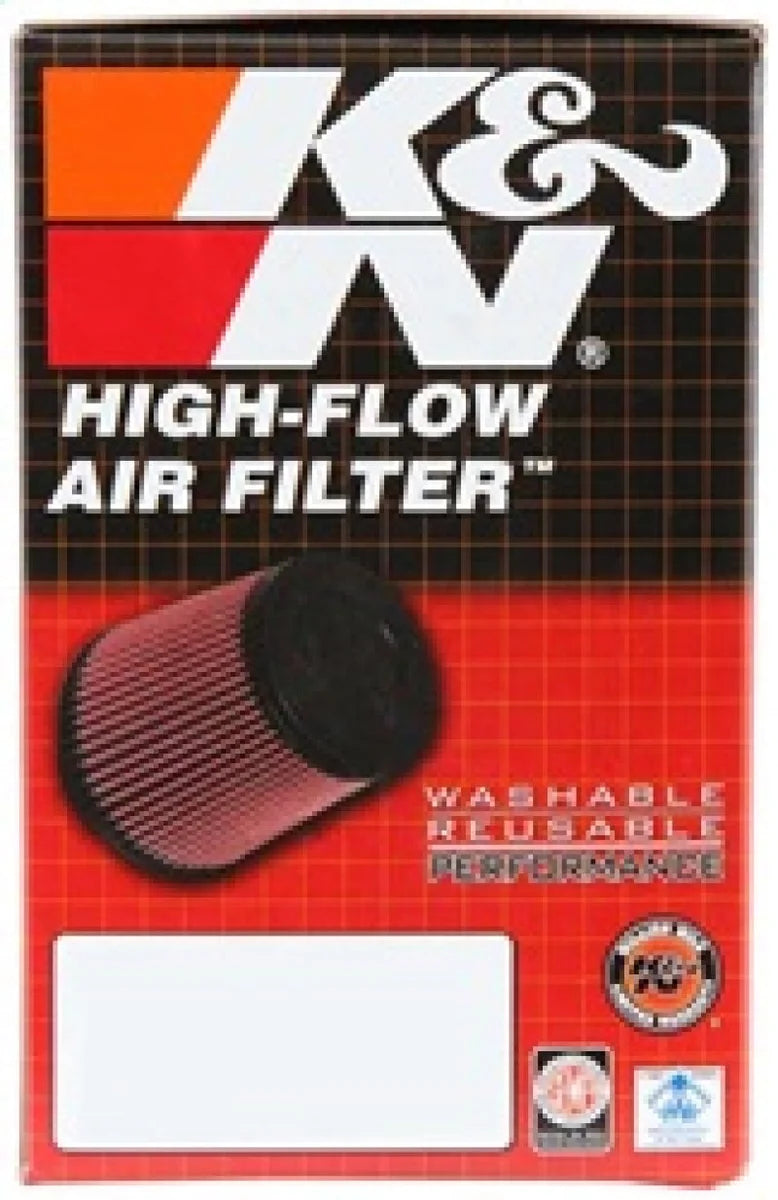 K&N Univrsl Rubber Oval Tprd Filter 2.438in F ID/3.75in B-OW/4.5in B-OL/2.5in T-OW/3.5in T-OL/6in H - Side View