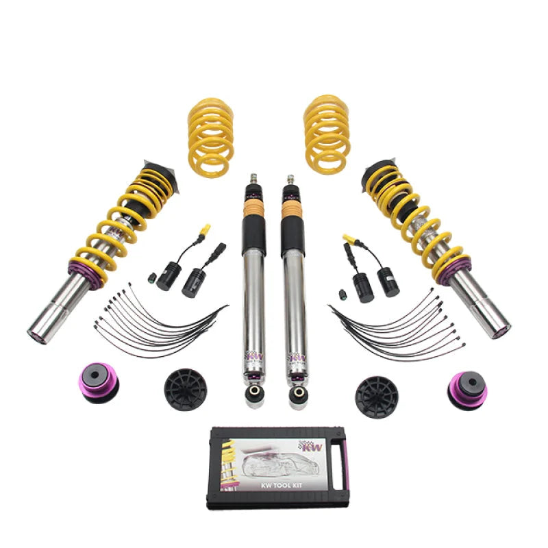 KW Coilover Kit V3 2017+ Audi A4 (B9) Sedan 2wd w/ Electronic Dampers - Back View