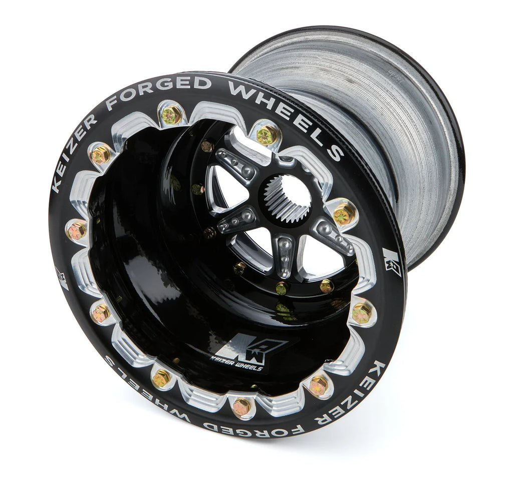 Keizer Aluminum Wheels Splined Wheel B/L 10x10 4in BS 27Spl Black 10104spfblb