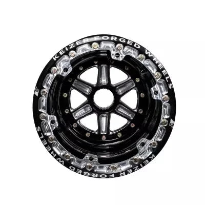 Keizer Aluminum Wheels Wheel Splined 15x17 Blk Outer Beadlock 5in BS 15176SPFBLB