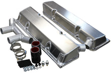 Load image into Gallery viewer, Kevko Racing Oil Pans and Components SBC Fab Valve Cover Set Dual Crossover Breather VC208WO-5CO2
