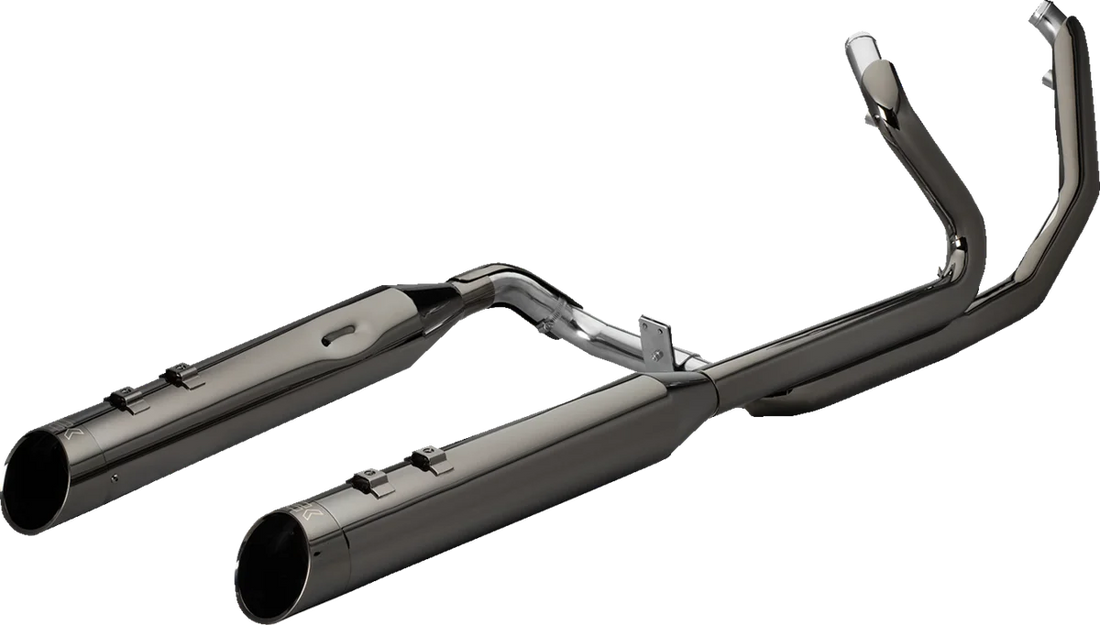 Khrome Werks 2-into-2 Dominator Exhaust System with 4-1/2" Mufflers - Black with Race Tip - M8  200130 - Side View