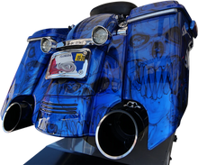 Load image into Gallery viewer, Khrome Werks 4-1/2&quot; HP-Plus® Slip-On Mufflers - Black with Edge - Touring 202885 - Back View