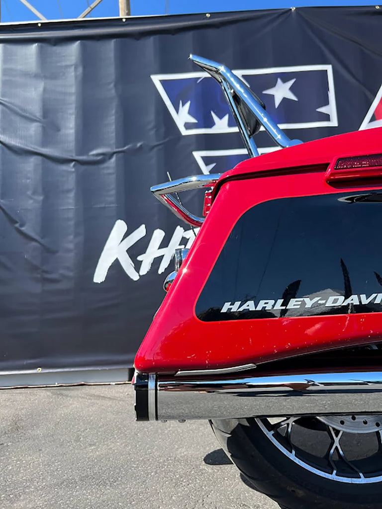 Khrome Werks 4-1/2" HP-Plus® Slip-On Mufflers - Chrome with Tracer - Touring 202735 - Back View