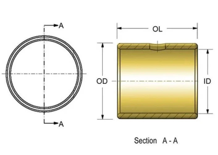 Kibblewhite Precision KPMI BUSHING, WRIST PIN, +.002 OD, BSA, A10/A50/A65, 1962-1972 - Side View