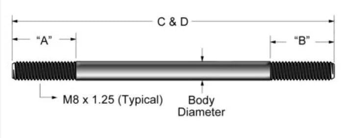 Kibblewhite Precision KPMI CYLINDER STUD HT STEEL STD. LENGTH - Side View