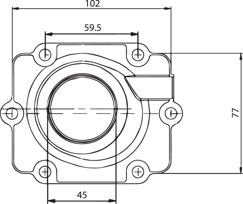 Kimpex Carburetor Mounting Flange - Polaris 104605 - Back View