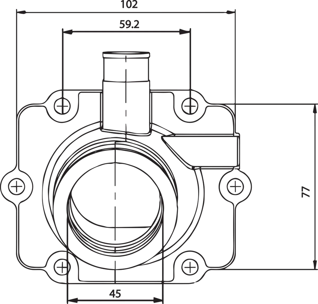 Kimpex Carburetor Mounting Flange - Polaris - Side View