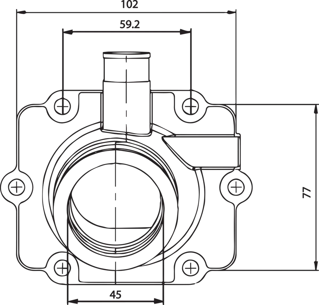 Kimpex Carburetor Mounting Flange - Polaris - Side View
