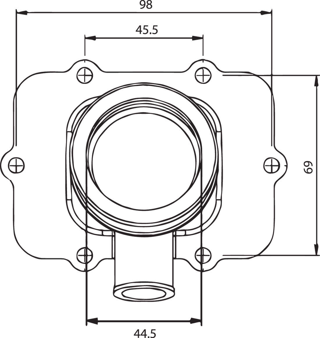 Kimpex Carburetor Mounting Flange - Ski-Doo 104586 - Side View