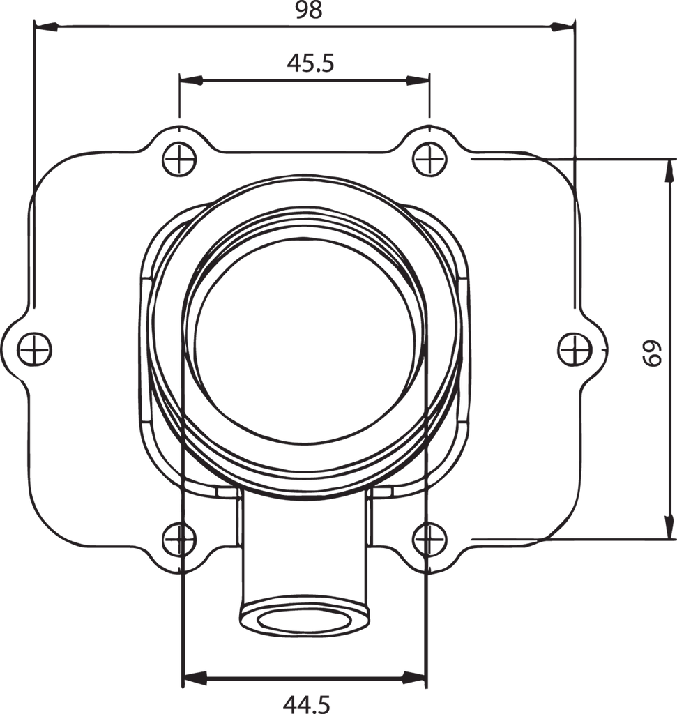 Kimpex Carburetor Mounting Flange - Ski-Doo 104586 - Side View