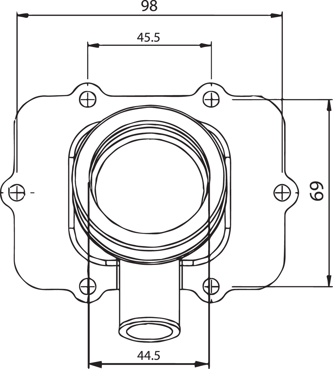 Kimpex Carburetor Mounting Flange - Ski-Doo 104588 - Side View