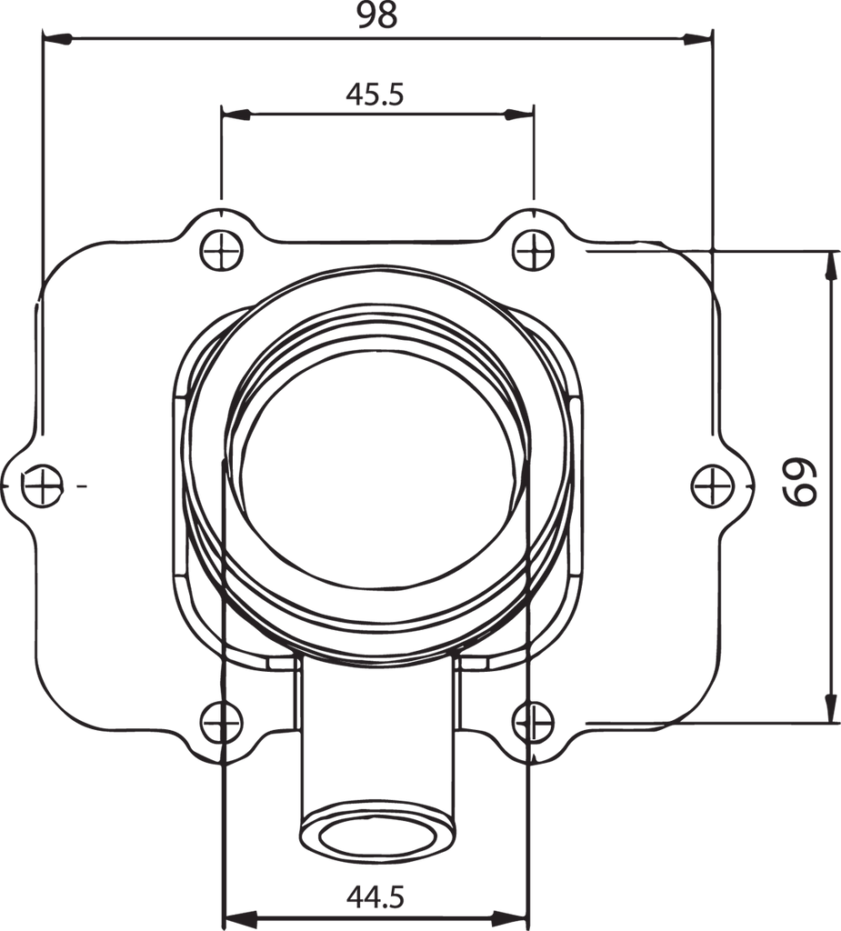 Kimpex Carburetor Mounting Flange - Ski-Doo 104588 - Side View