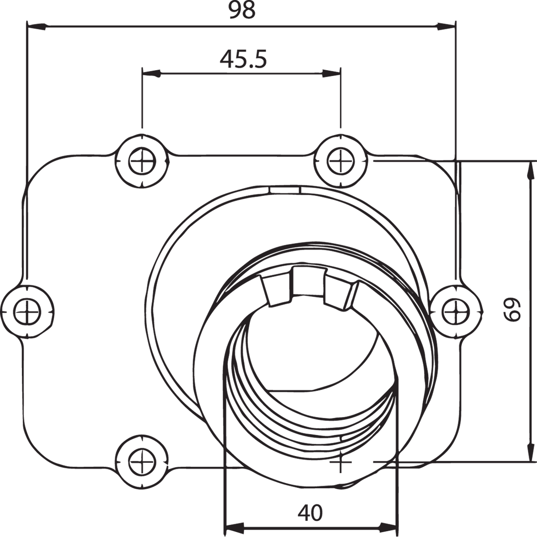 Kimpex Carburetor Mounting Flange - Ski-Doo 104599 - Side View