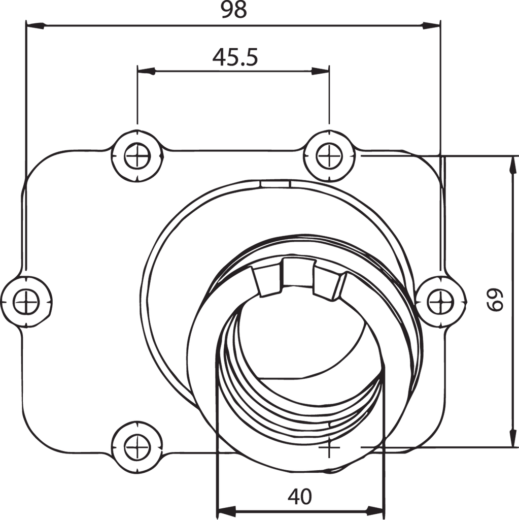 Kimpex Carburetor Mounting Flange - Ski-Doo 104599 - Side View
