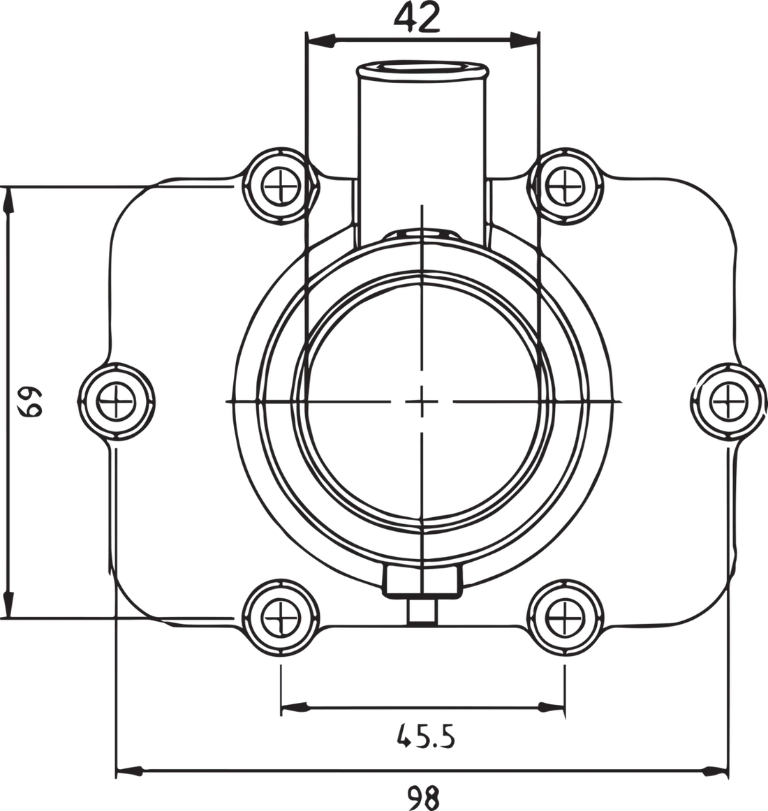 Kimpex Carburetor Mounting Flange - Ski-Doo - Side View
