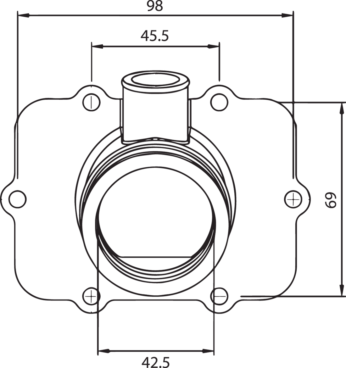 Kimpex Carburetor Mounting Flange - Ski-Doo 301723 - Side View