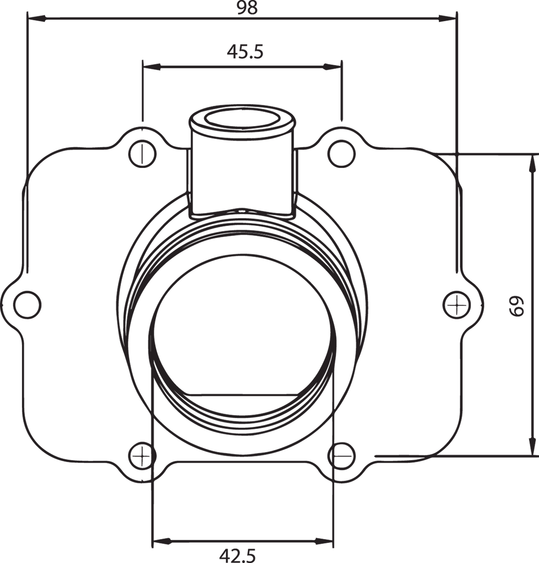 Kimpex Carburetor Mounting Flange - Ski-Doo 301724 - Side View