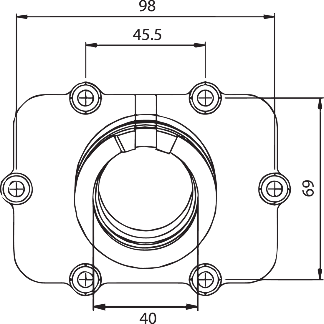 Kimpex Carburetor Mounting Flange - Ski-Doo 301753 - Side View