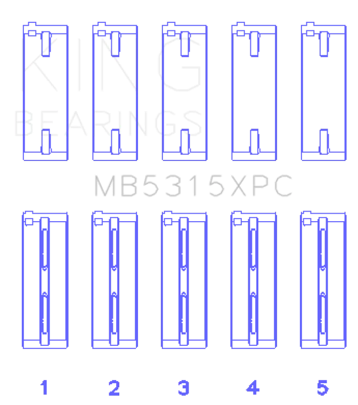 King 1992+ Mitsubishi 4G63/4G64 EVO I-IV Coated Performance Main Bearing Set - Size STDX - Detail View