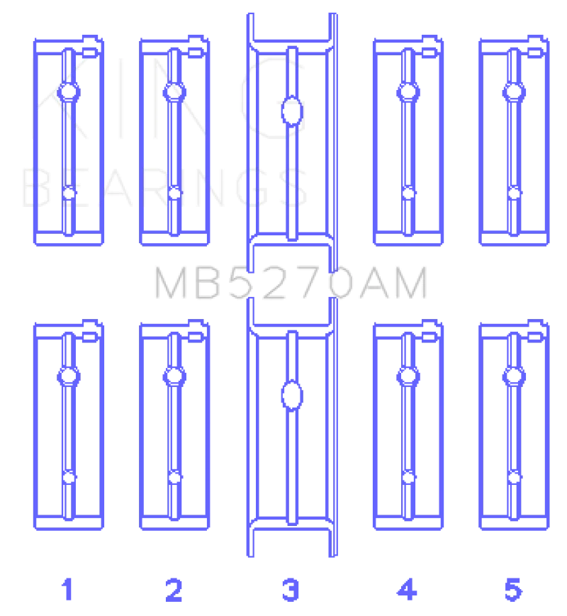 King Chrysler 148/148 Turbo DOHC 16V / Jeep 148 DOHC 16V (Size +0.75mm) Main Bearing Set - Side View