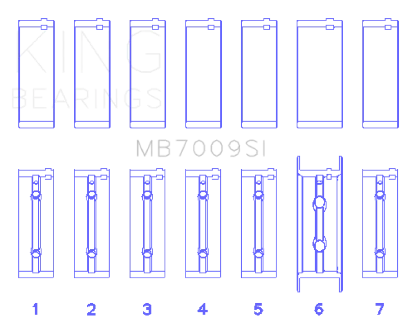 King Engine Bearings 89-15 Dodge Cummins Diesel 5.9L 6.7L Inline 6 (Size 0.5mm) Main Bearing Set - Side View