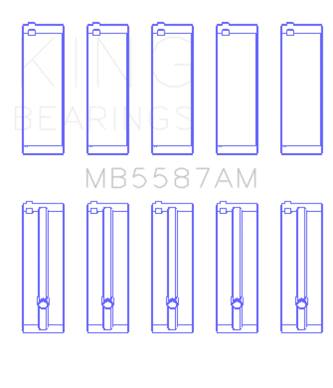 King Engine Bearings 92-95 Suzuki Sidekick G15A/G16A/G16B Crankshaft Main Bearings - 5 Pairs in Set - Side View