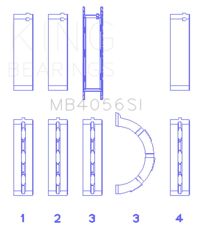 King Engine Bearings 97-07 Ford 2.5L/2.9L/3.0L (Size 0.25) Main Bearing Set - Side View