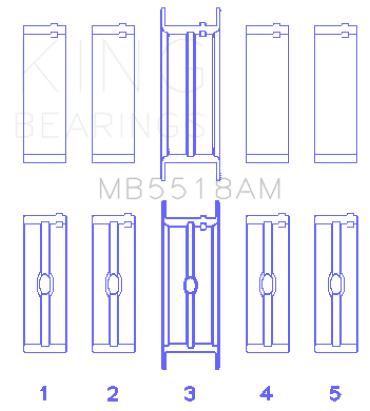 King Engine Bearings AMC / Jeep 390 & 401 (Undersize 0.30in) Crankshaft Main Bearing Set - Side View