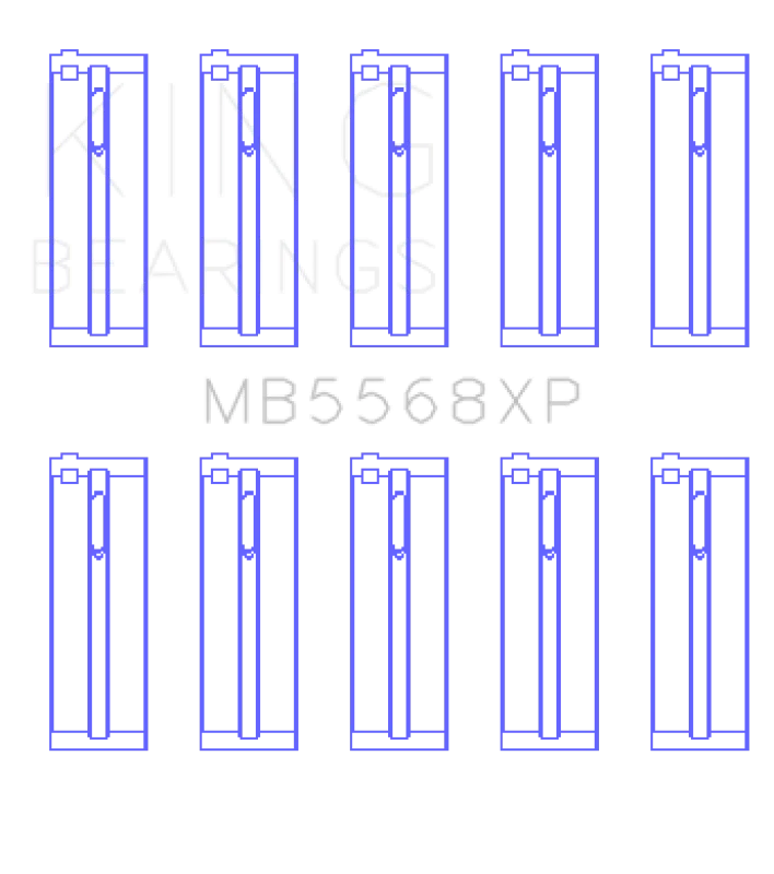King Engine Bearings Acura D16A1/97-01 Honda H22A4/98+ F23A Performance Main Bearing Set - Size STDX - Side View