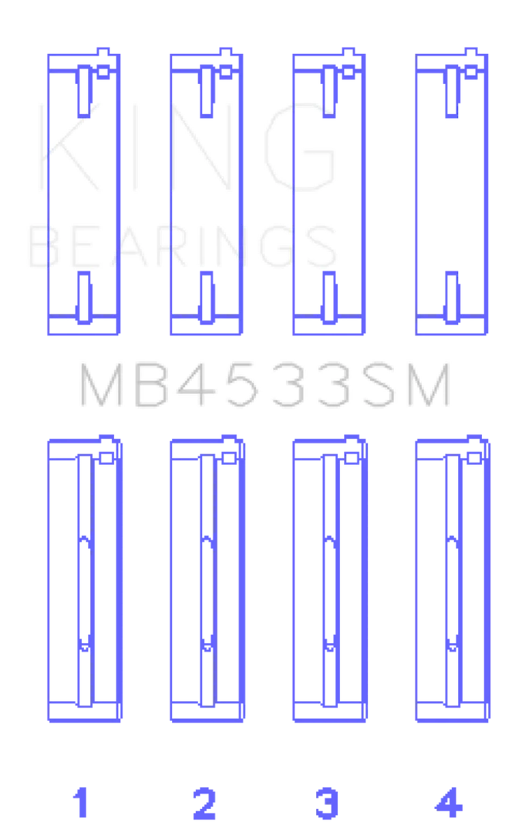 King Engine Bearings Audi 2.1L/2.2L 10V/20V 5cyl Turbo (Size 0.25 Oversized) Main Bearing Set - Side View