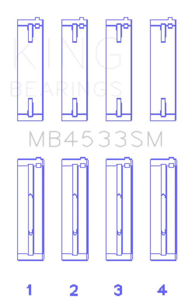 King Engine Bearings Audi 2.1L/2.2L 10V/20V 5cyl Turbo (Size 0.25 Oversized) Main Bearing Set - Side View