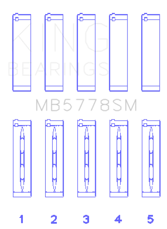 King Engine Bearings Audi/VW 1.8/2.0 TSI/TFSI (Size 0.25 Oversized) Main Bearing Set - Side View