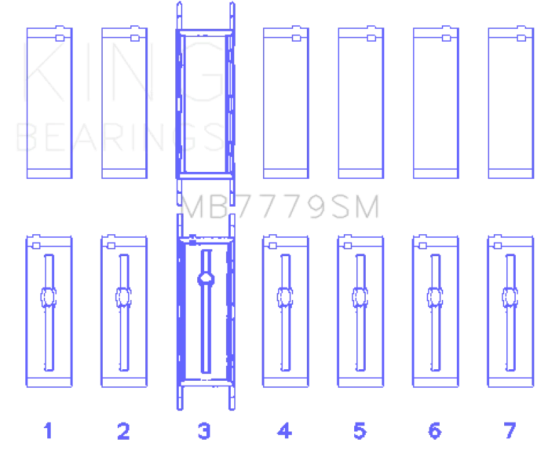 King Engine Bearings BMW B58B30A (Size 0.50 Oversized) Main Bearing Set - Side View