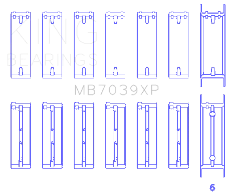 King Engine Bearings BMW M20/M50 2.0L/2.5L/2.7L (Size 0.25) Performance Main Bearing Set - Side View