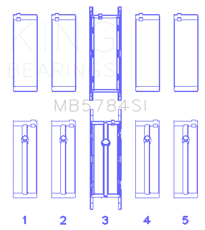King Engine Bearings BMW N20B20 Main Bearing Set - Size +0.50mm - Side View